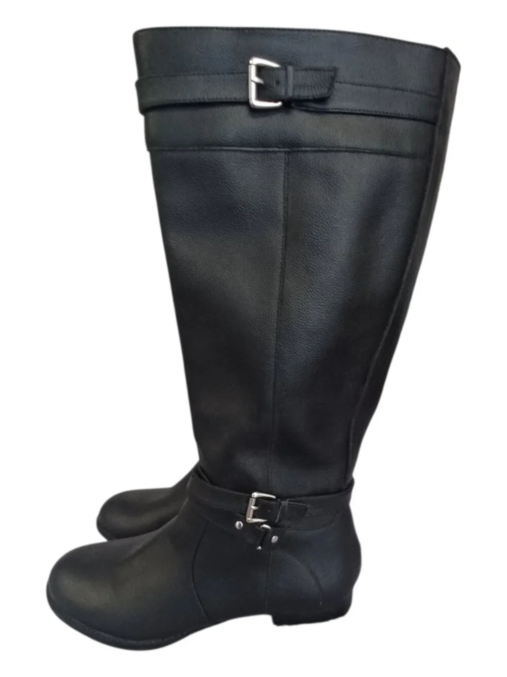 Comfortview The Janis Black Tall Leather Wide Calf Boots Size 9 1/2 W - Picture 5 of 10